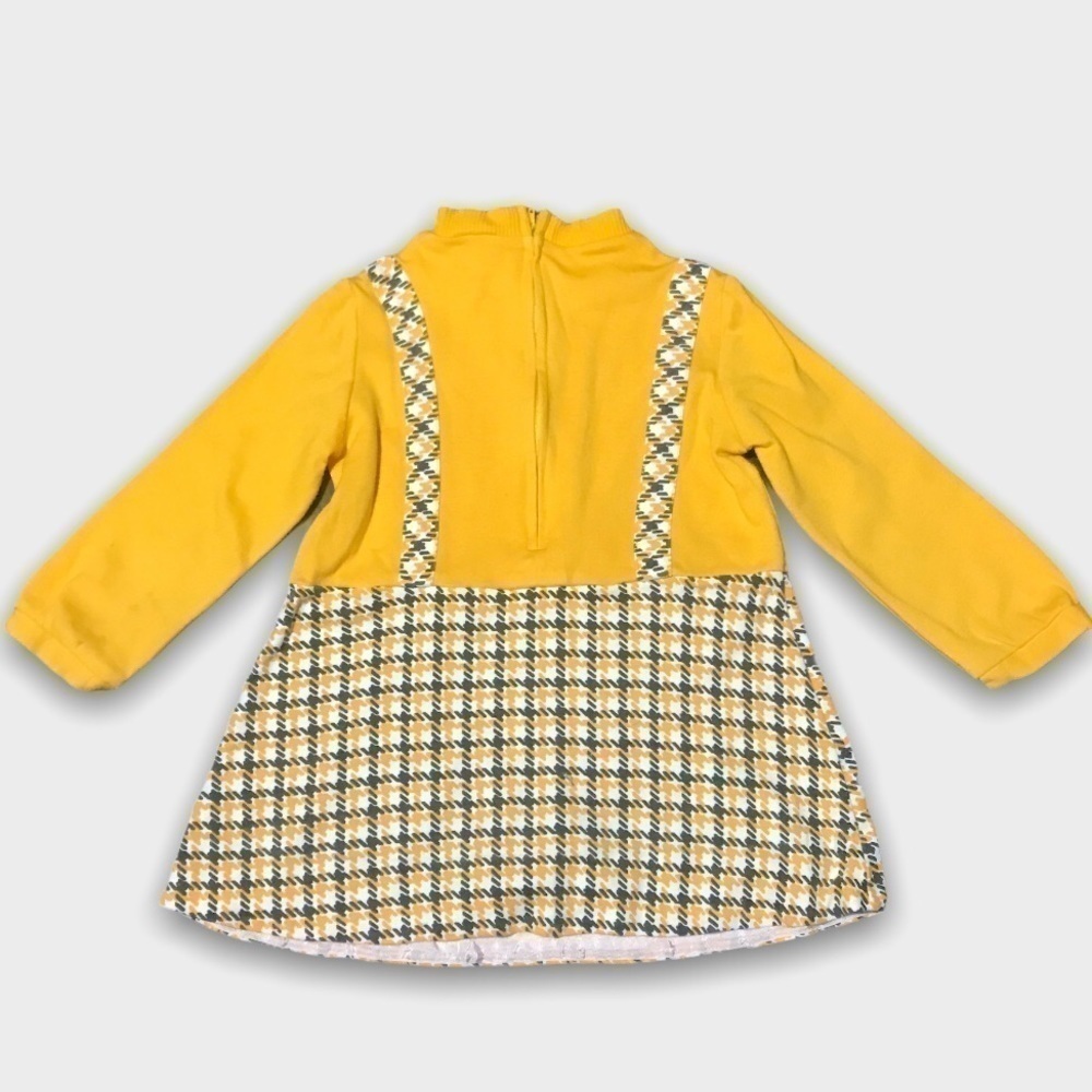 Mustard Yellow Long Sleeve Cotton Dress - Picture 3 of 5